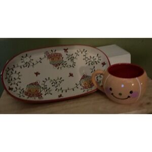 Set Of Gingerman Serving Plater And 16‎ oz. Coffee Mug